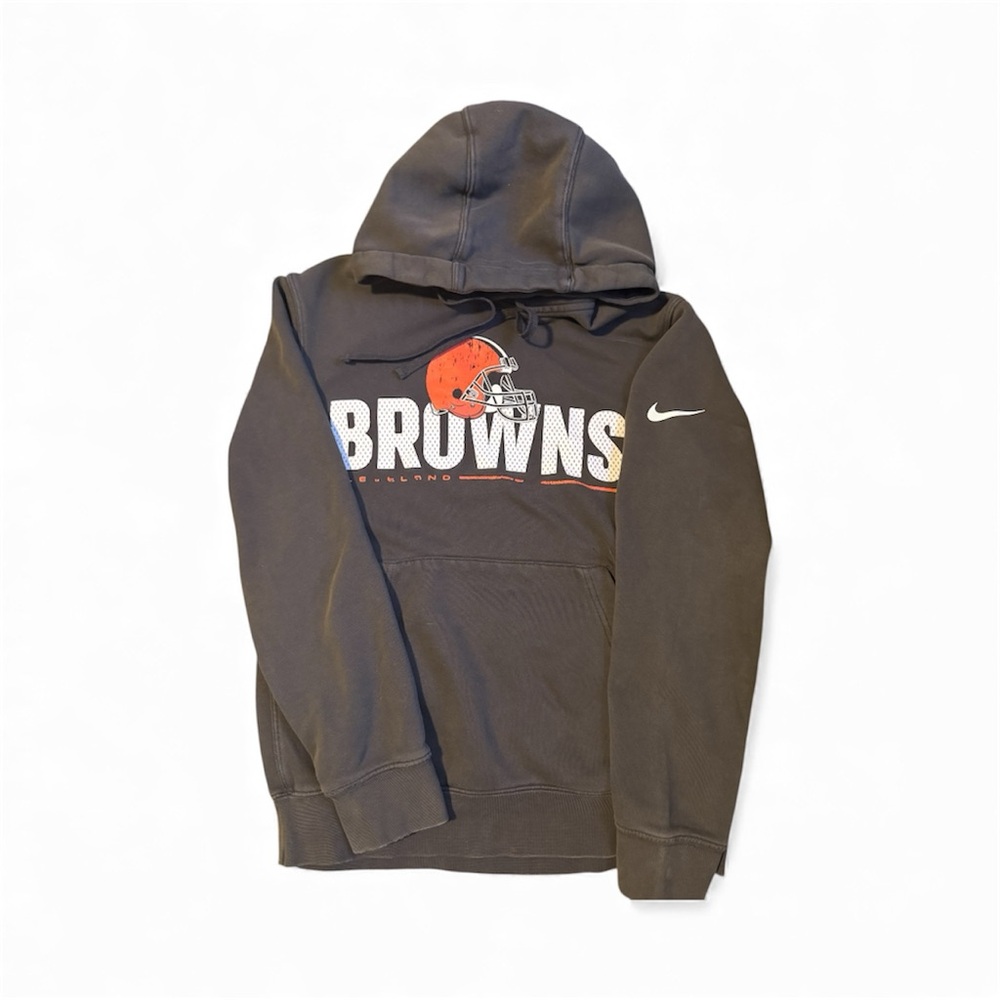 Nike Dark Brown Hoodie with Orange and White Logo